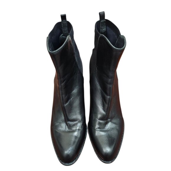 Stuart Weitzman Harper 80 Black Leather Booties Size 7.5 M - Picture 4 of 14